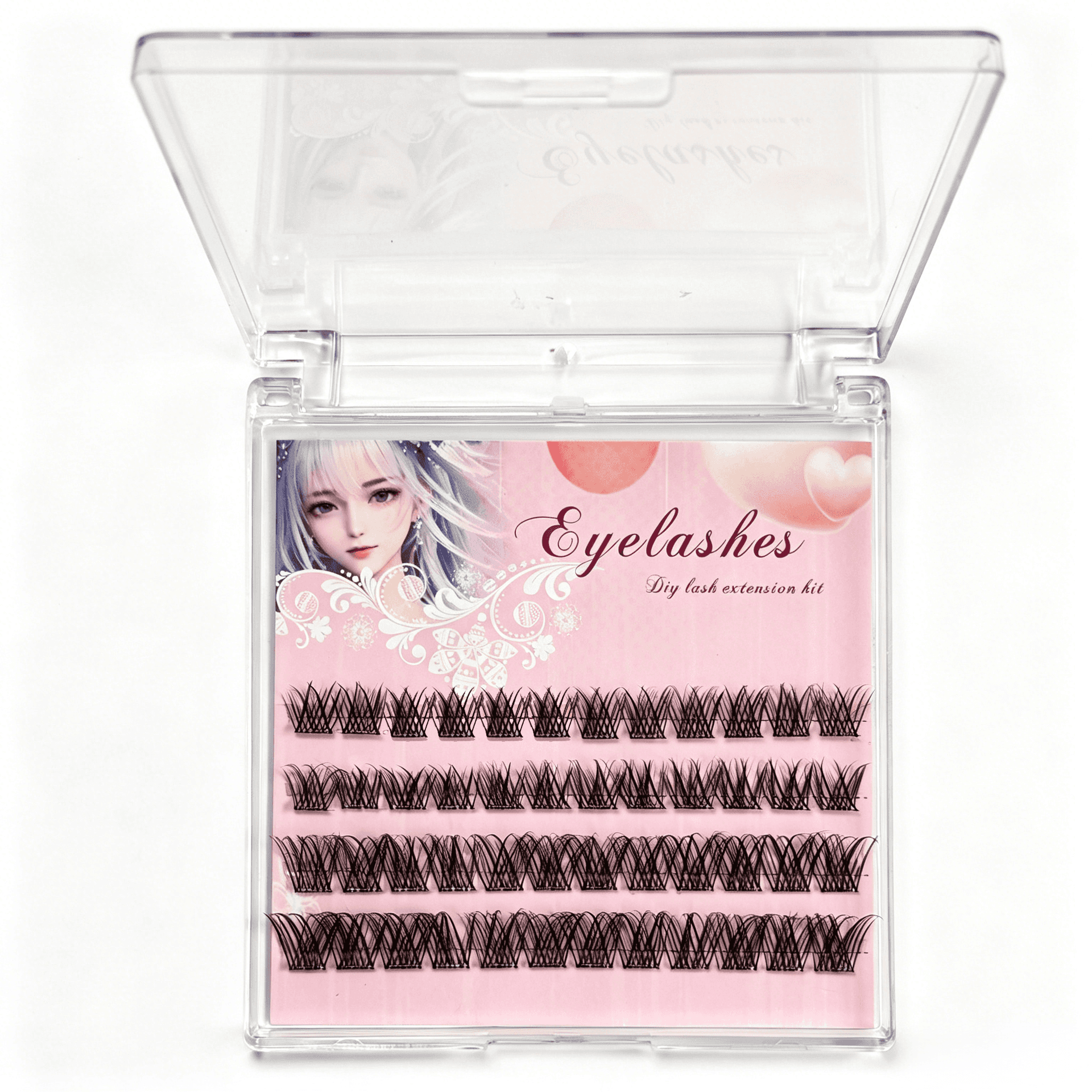 U001 PBT Glue-Free Natural Cluster Lashes D Curl 0.07mm Black Cotton Band — 5