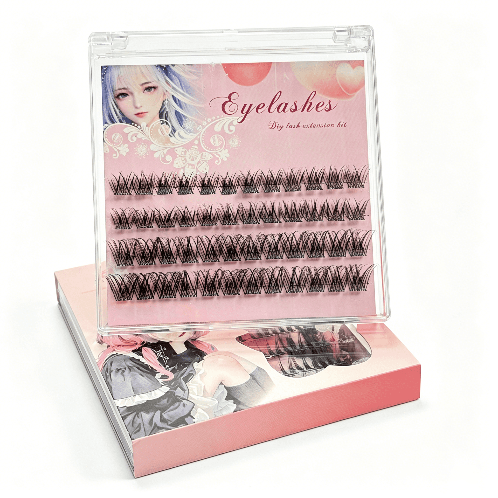 U001 PBT Glue-Free Natural Cluster Lashes D Curl 0.07mm Black Cotton Band — 4