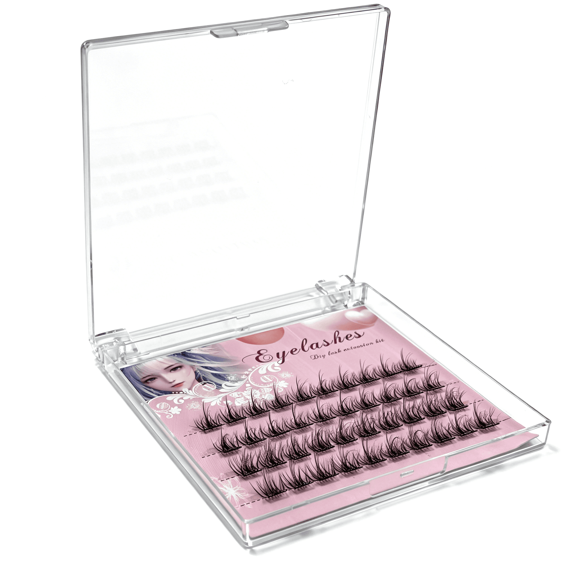 U003 PBT Glue-Free Natural Cluster Lashes D Curl 0.07mm Black Cotton Band — 1