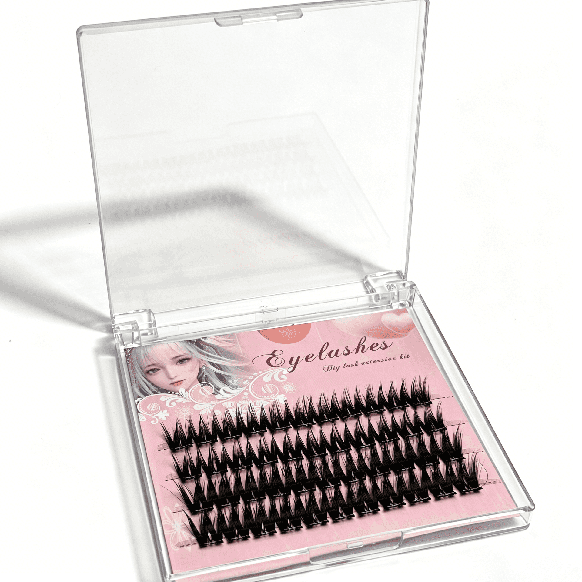 U006 PBT Glue-Free Natural Cluster Lashes D Curl 0.07mm Black Cotton Band — 3