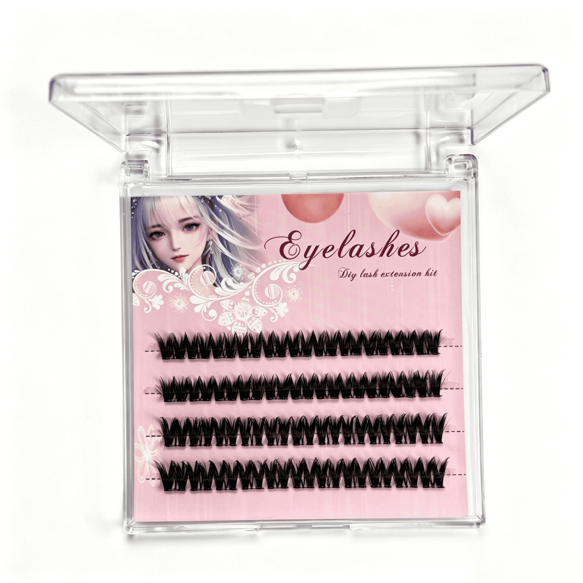 U006 PBT Glue-Free Natural Cluster Lashes D Curl 0.07mm Black Cotton Band — 4
