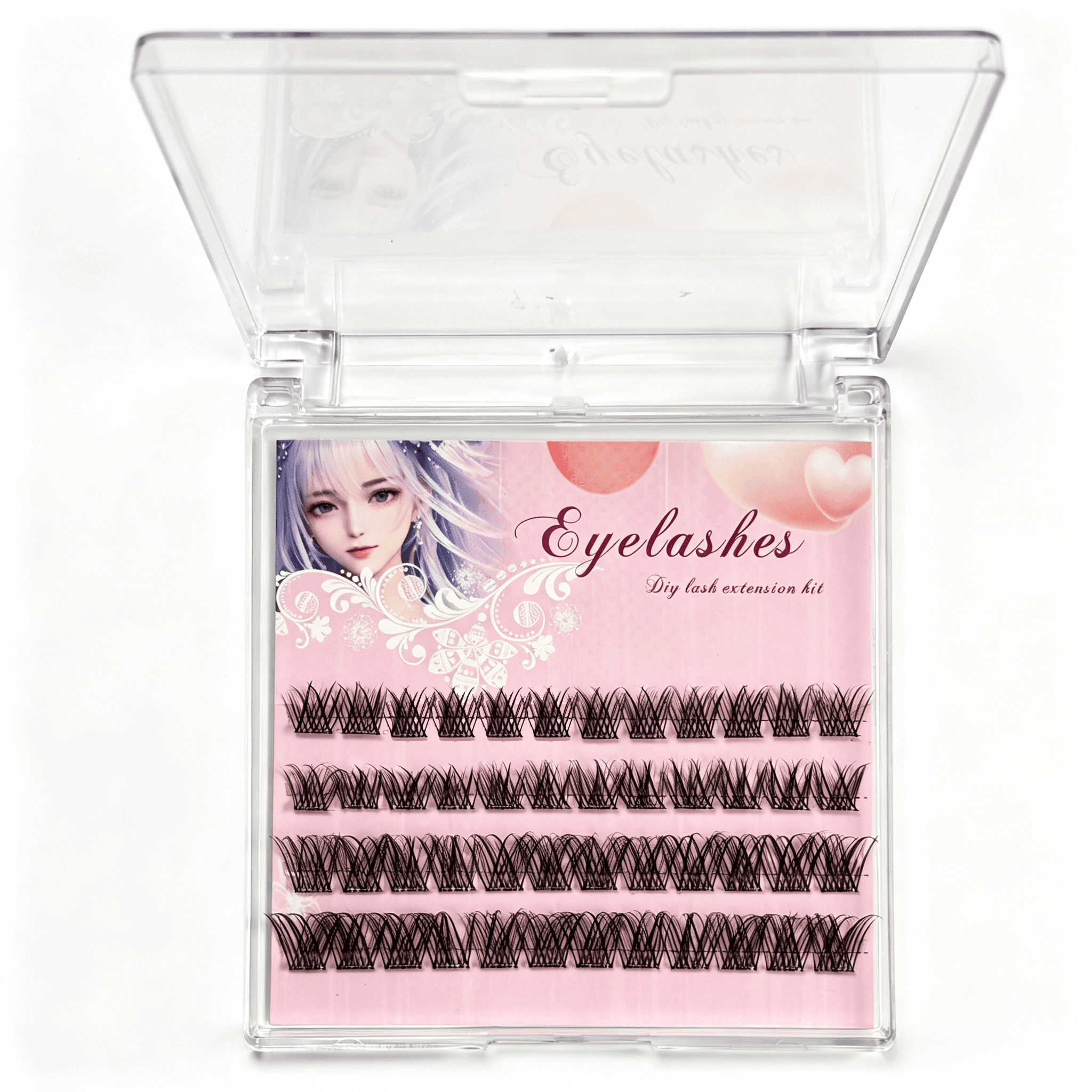 U001 PBT Glue-Free Natural Cluster Lashes D Curl 0.07mm Black Cotton Band — 5