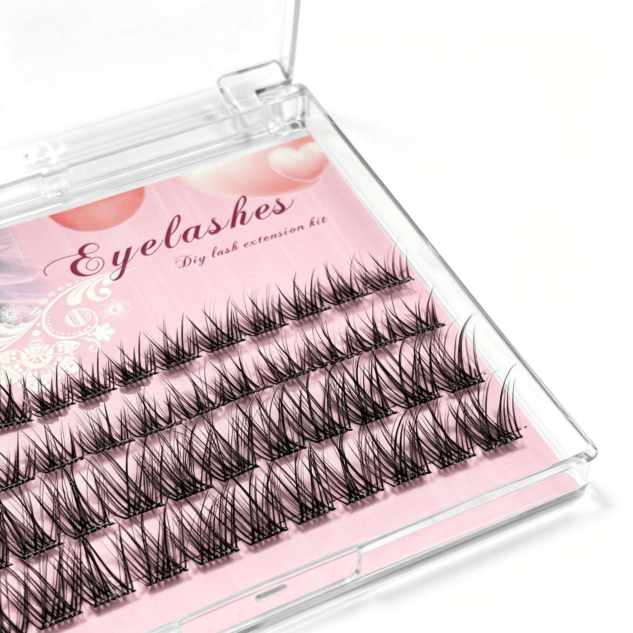 U001 PBT Glue-Free Natural Cluster Lashes D Curl 0.07mm Black Cotton Band — 2