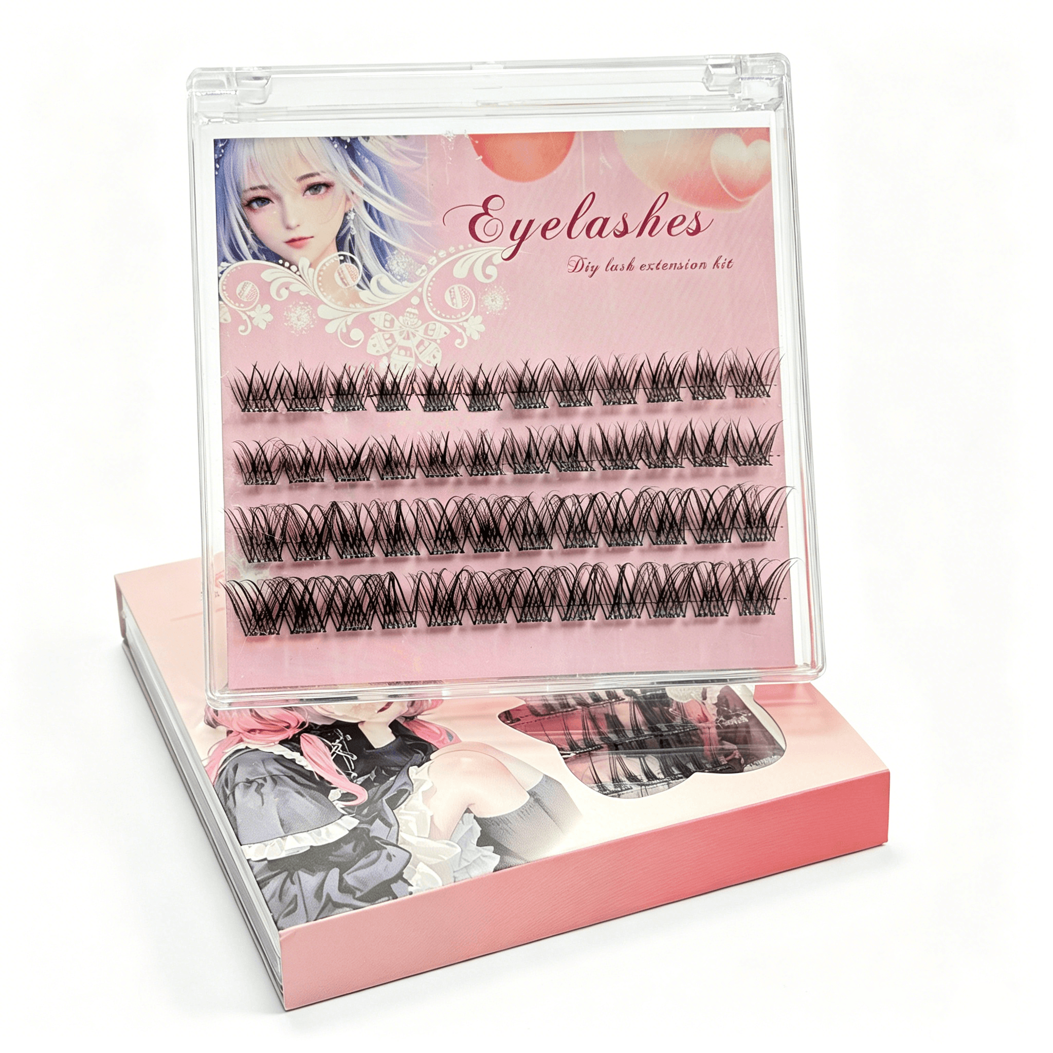 U001 PBT Glue-Free Natural Cluster Lashes D Curl 0.07mm Black Cotton Band — 4