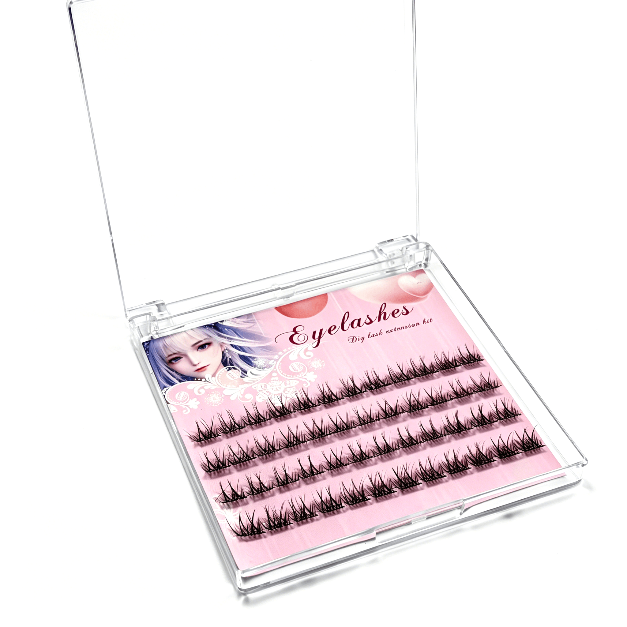 U002 PBT Glue-Free Natural Cluster Lashes D Curl 0.07mm Black Cotton Band 1