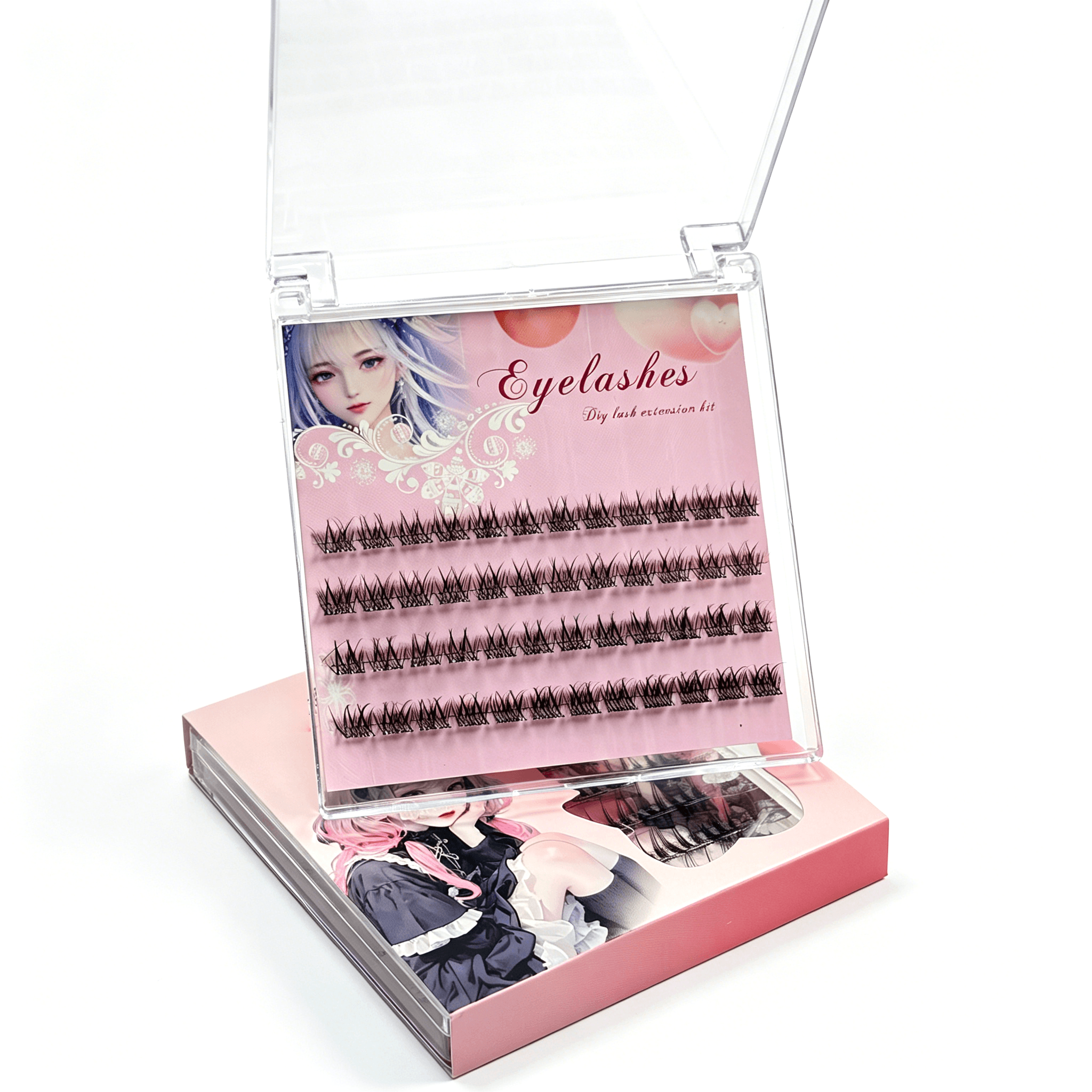 U002 PBT Glue-Free Natural Cluster Lashes D Curl 0.07mm Black Cotton Band 2