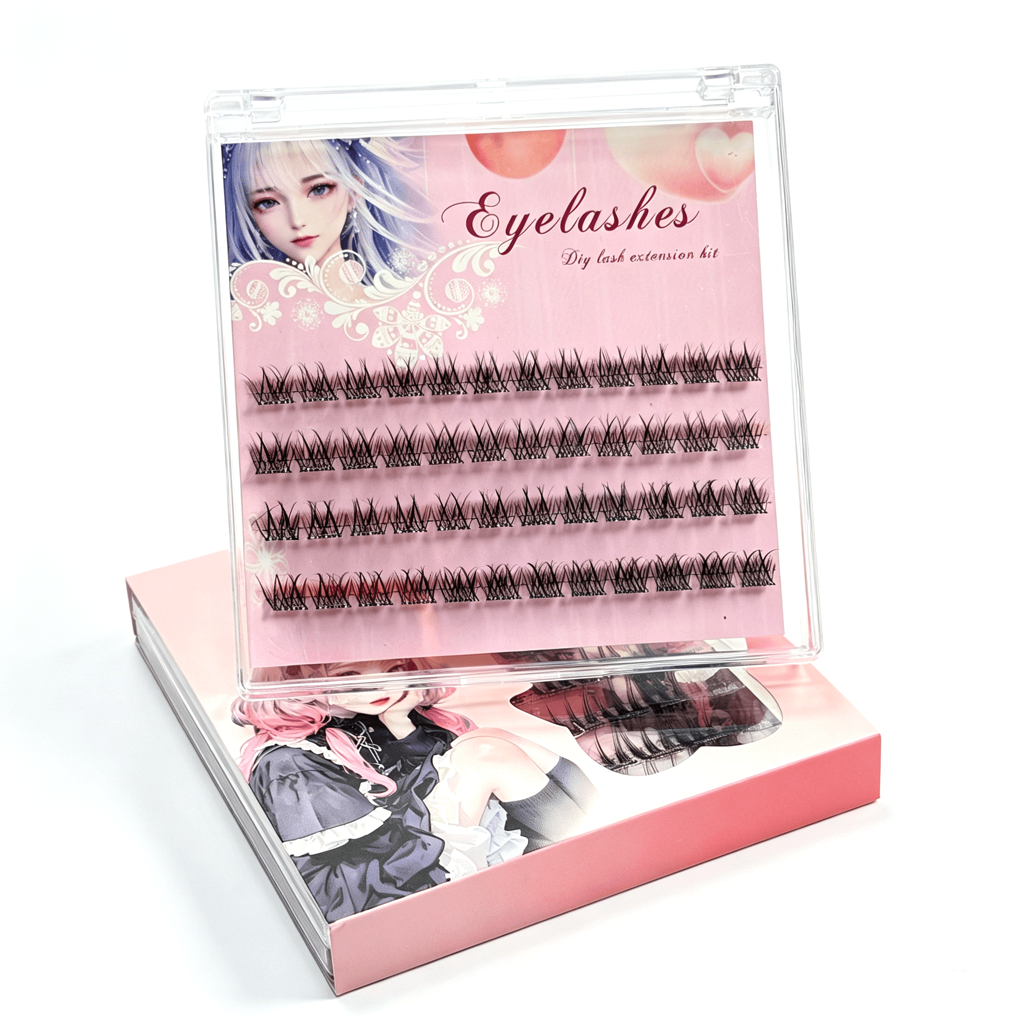 U002 PBT Glue-Free Natural Cluster Lashes D Curl 0.07mm Black Cotton Band 3