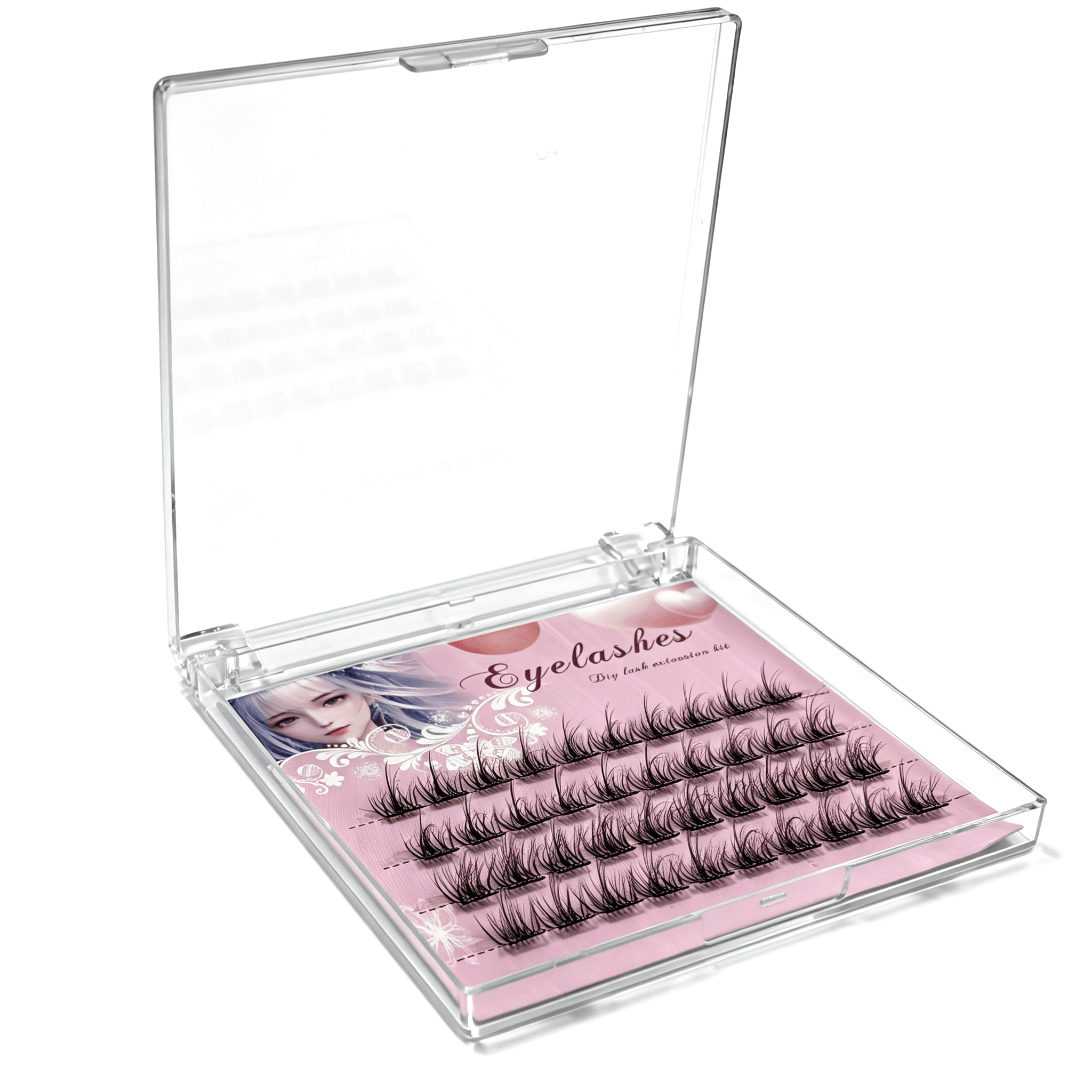 U003 PBT Glue-Free Natural Cluster Lashes D Curl 0.07mm Black Cotton Band 1