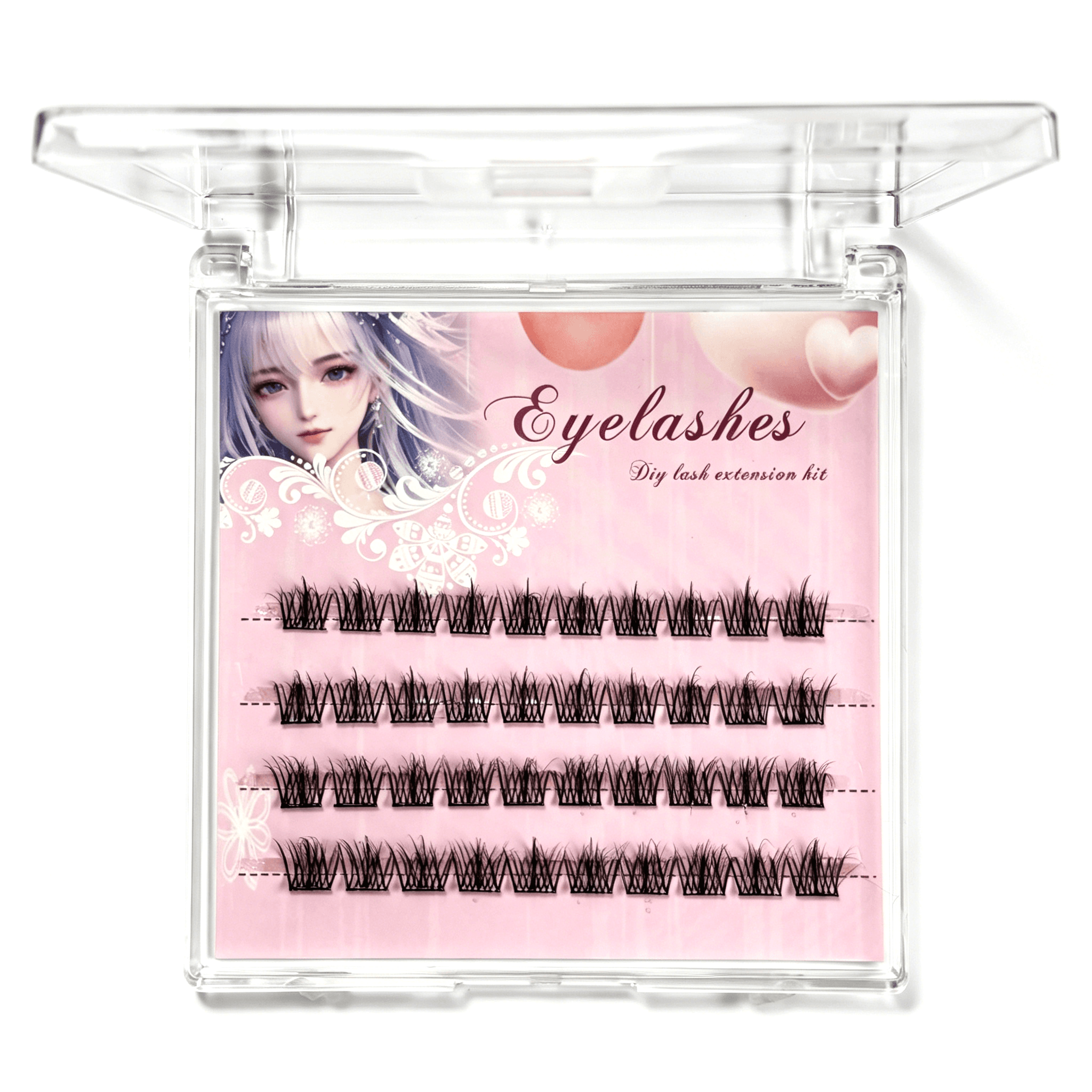 U003 PBT Glue-Free Natural Cluster Lashes D Curl 0.07mm Black Cotton Band 5