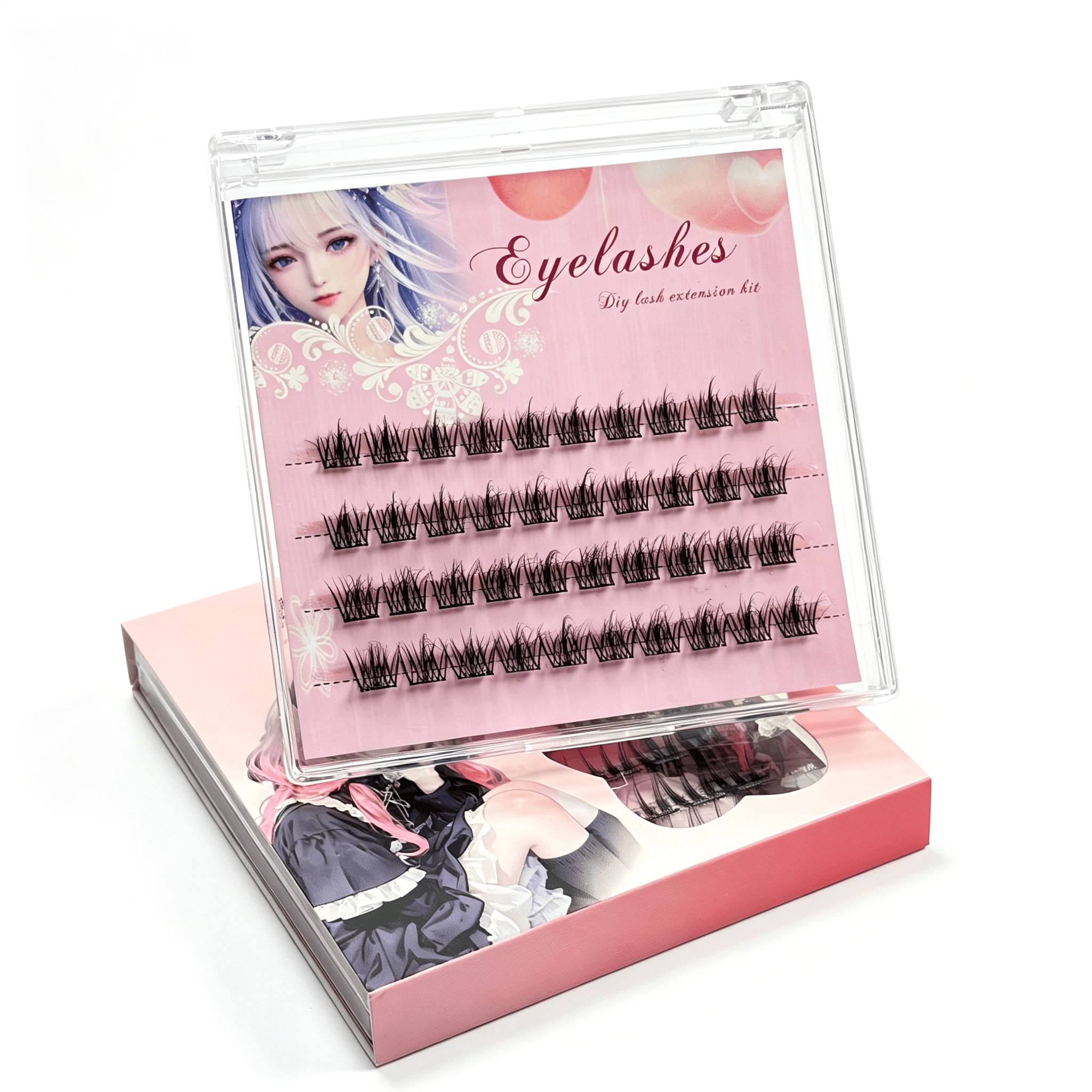 U003 PBT Glue-Free Natural Cluster Lashes D Curl 0.07mm Black Cotton Band 3
