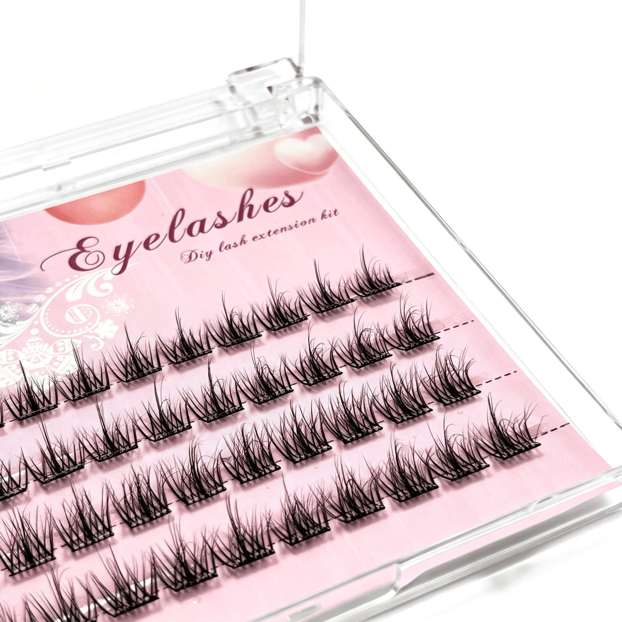 U003 PBT Glue-Free Natural Cluster Lashes D Curl 0.07mm Black Cotton Band 2