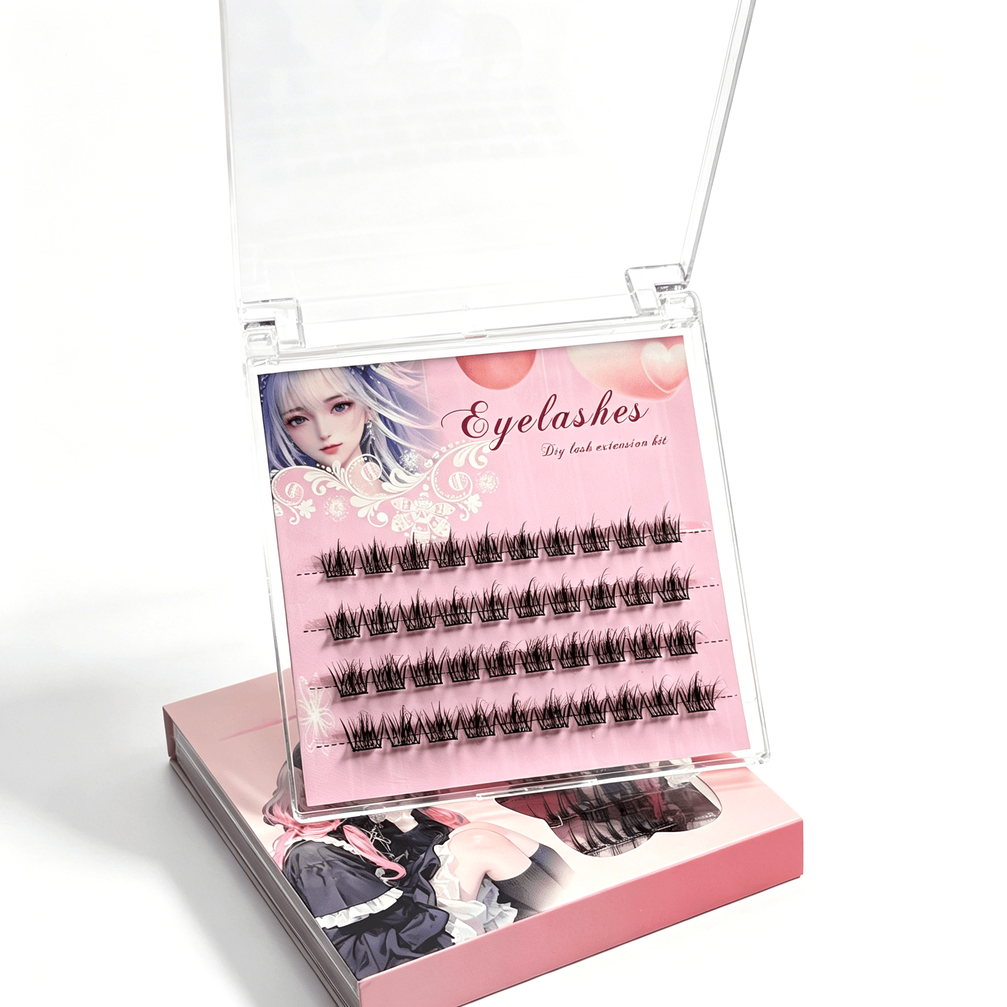 U003 PBT Glue-Free Natural Cluster Lashes D Curl 0.07mm Black Cotton Band 4