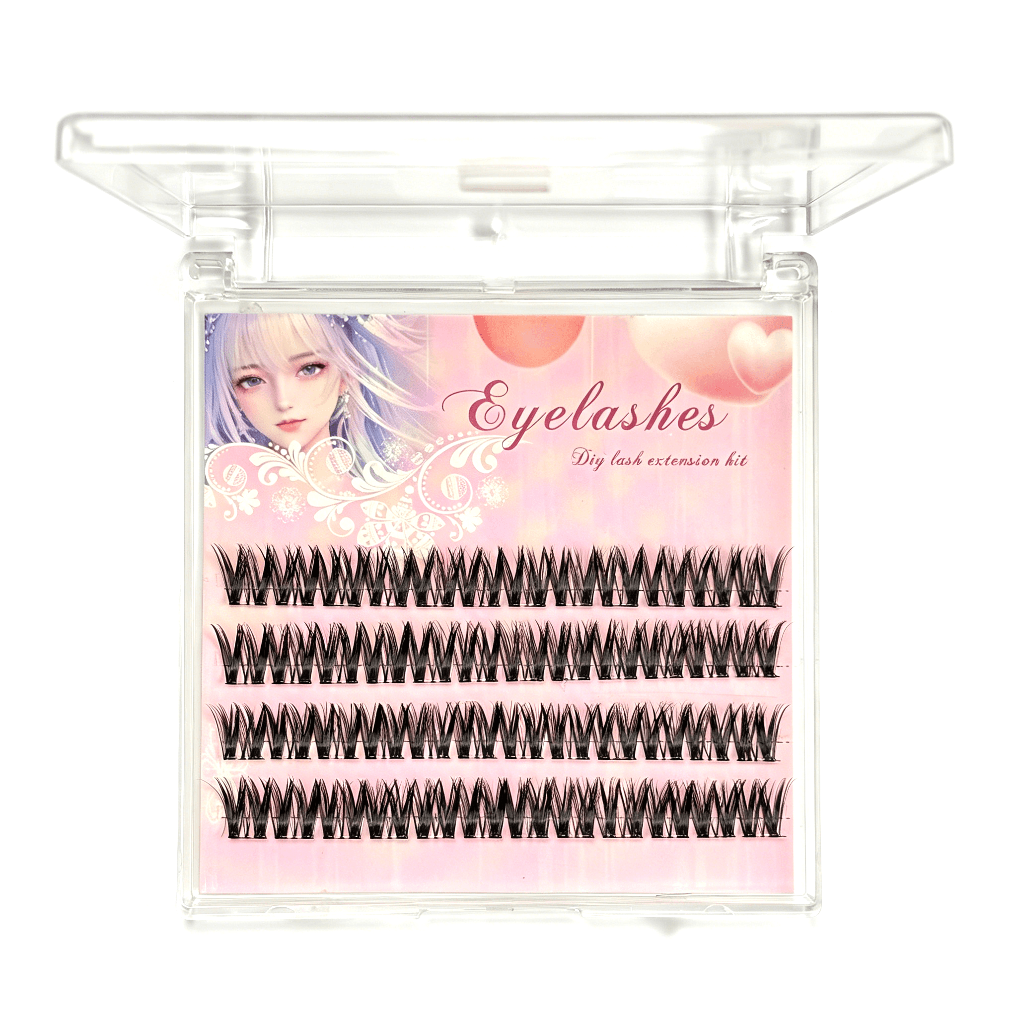 U004 PBT Glue-Free Natural Cluster Lashes D Curl 0.07mm Black Cotton Band 4