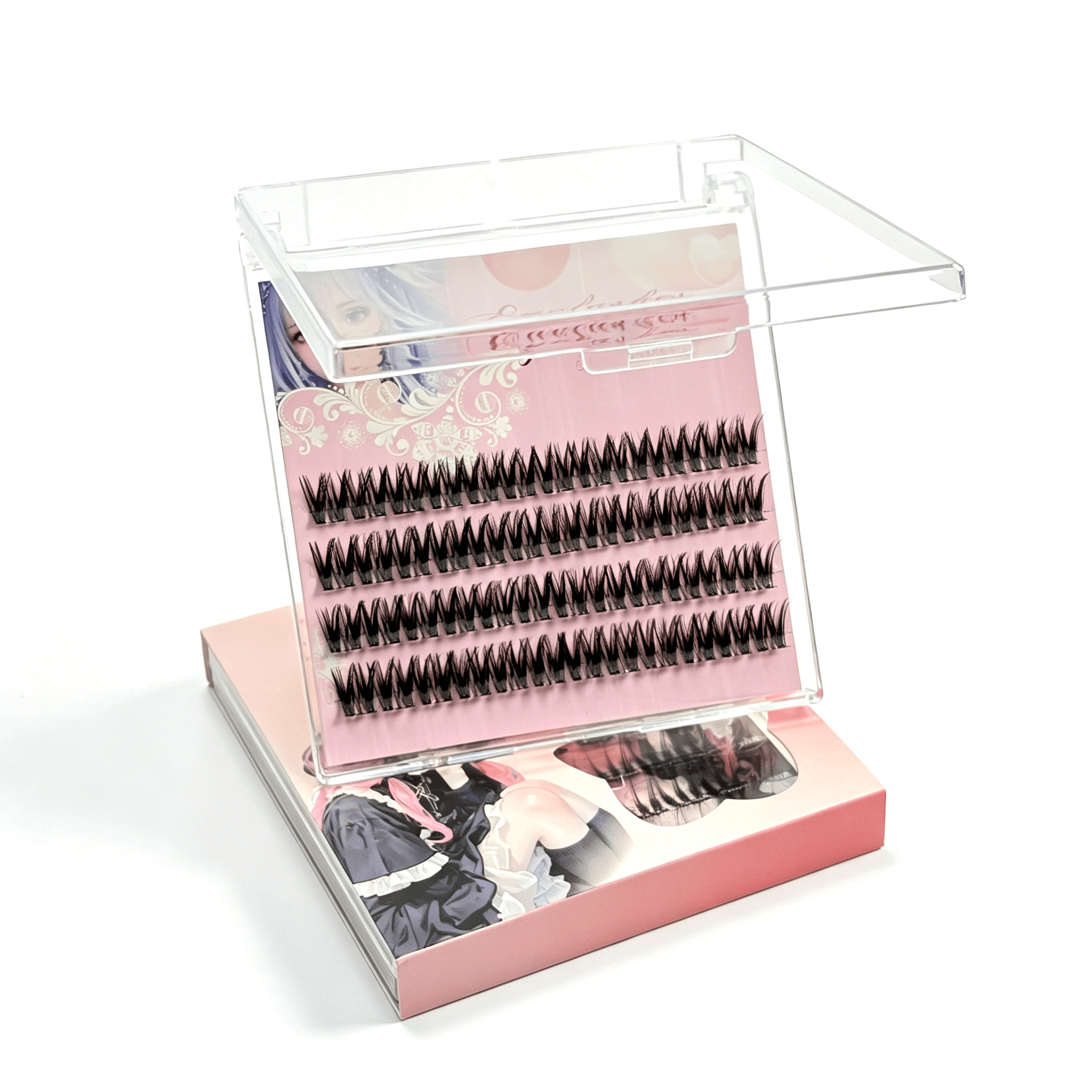 U004 PBT Glue-Free Natural Cluster Lashes D Curl 0.07mm Black Cotton Band 3