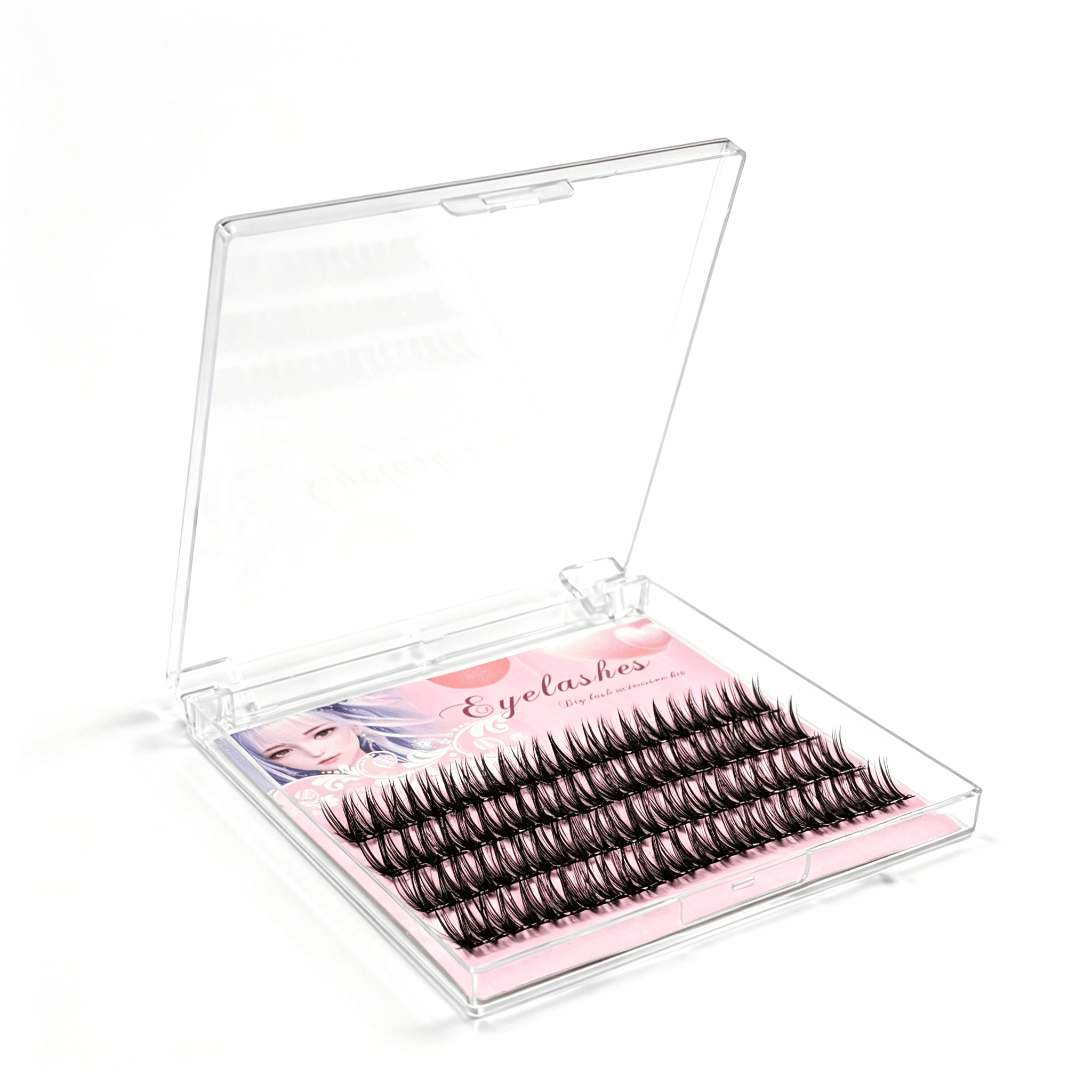 U004 PBT Glue-Free Natural Cluster Lashes D Curl 0.07mm Black Cotton Band 1