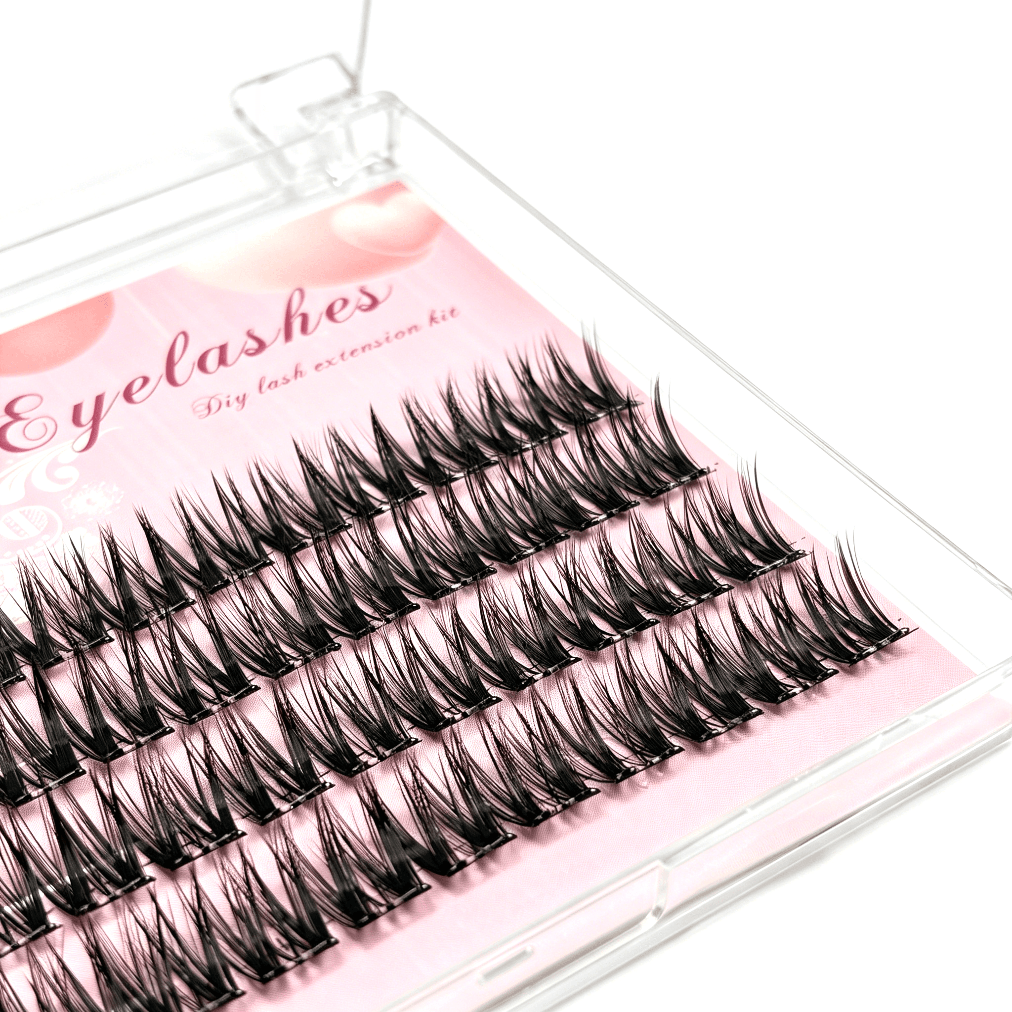 U004 PBT Glue-Free Natural Cluster Lashes D Curl 0.07mm Black Cotton Band 2