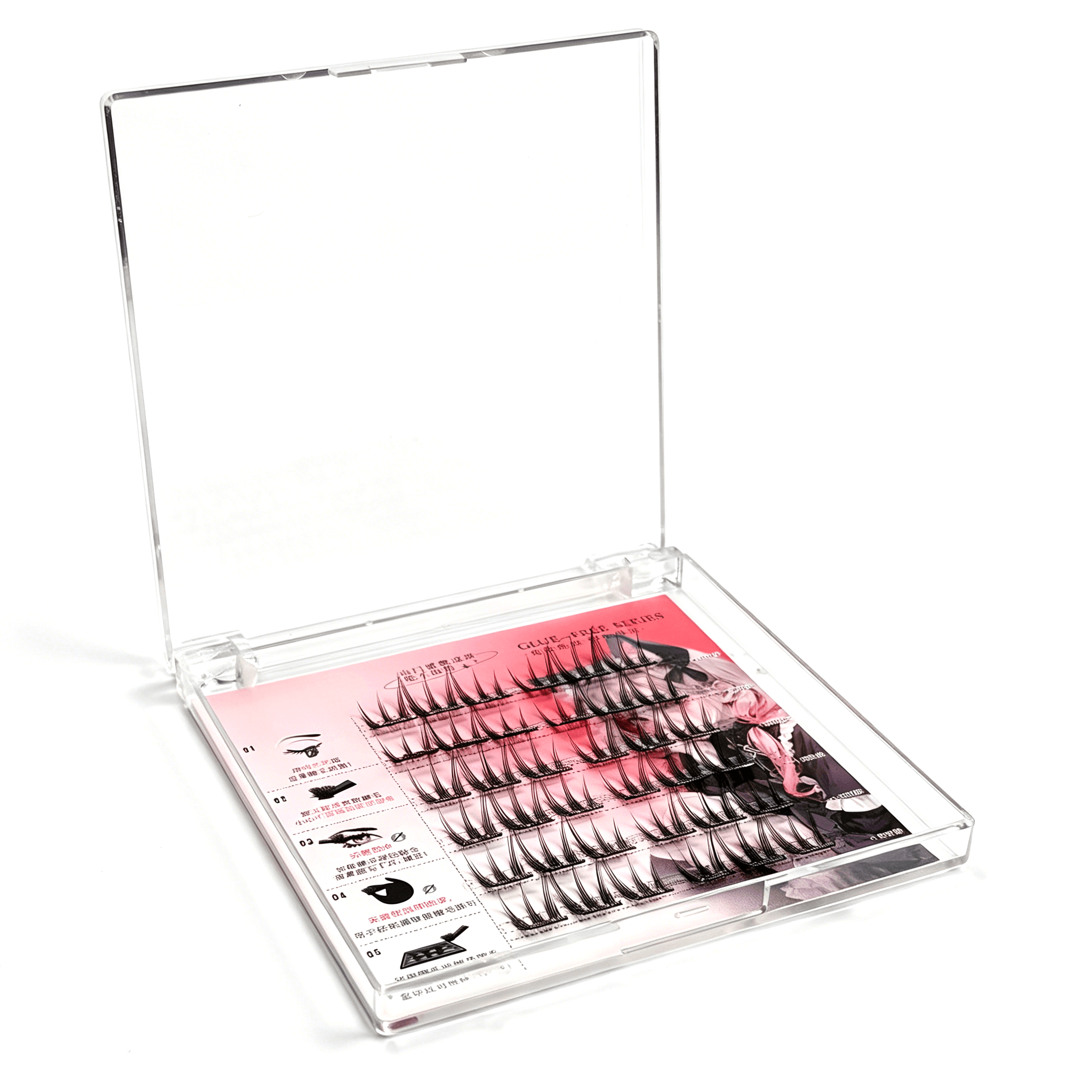 U005 PBT Glue-Free Natural Cluster Lashes D Curl 0.07mm 12/14mm Black Cotton Band 2