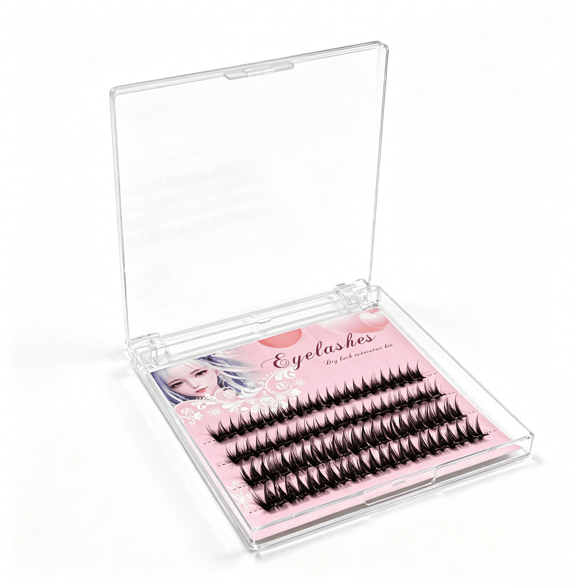 U006 PBT Glue-Free Natural Cluster Lashes D Curl 0.07mm Black Cotton Band 1