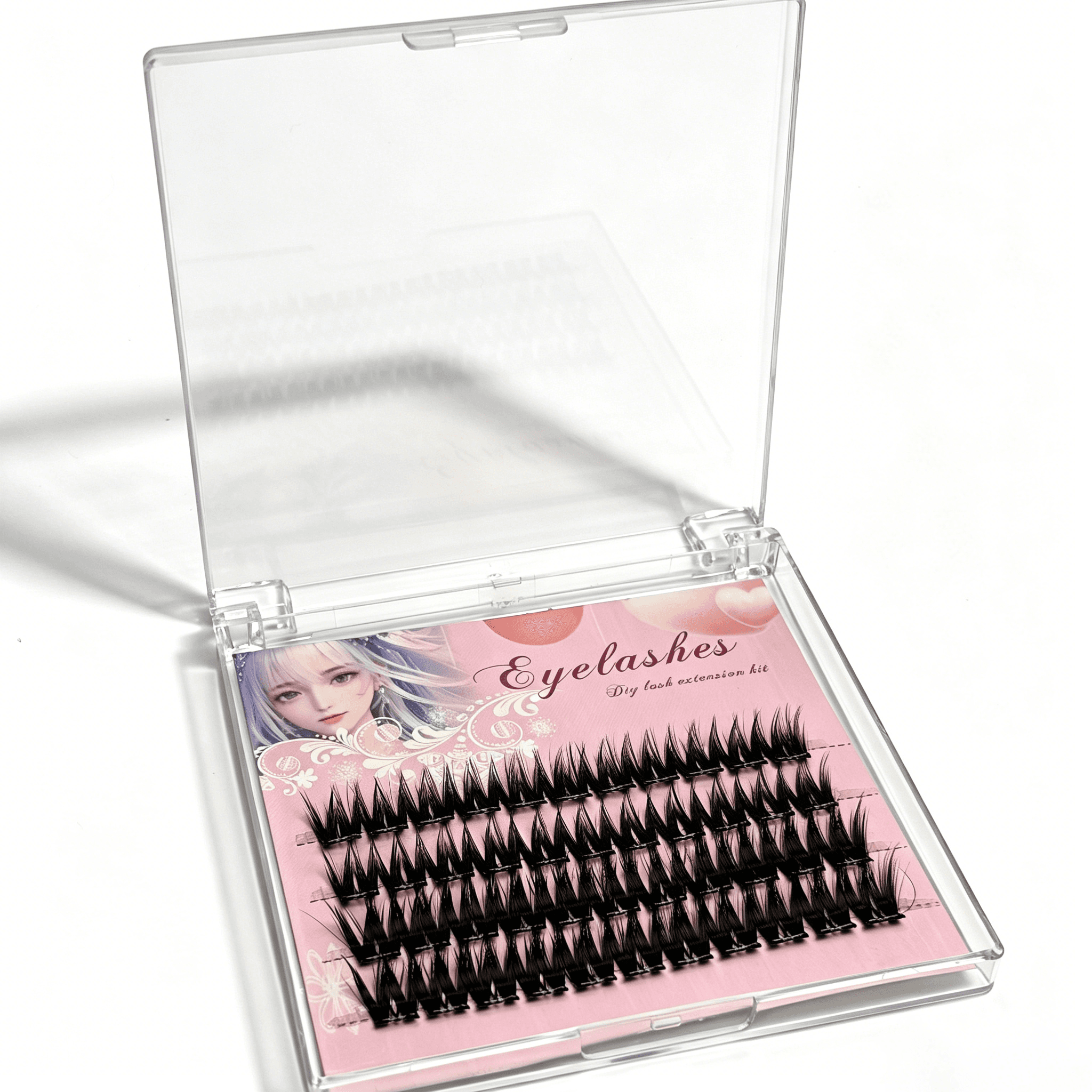 U006 PBT Glue-Free Natural Cluster Lashes D Curl 0.07mm Black Cotton Band 3