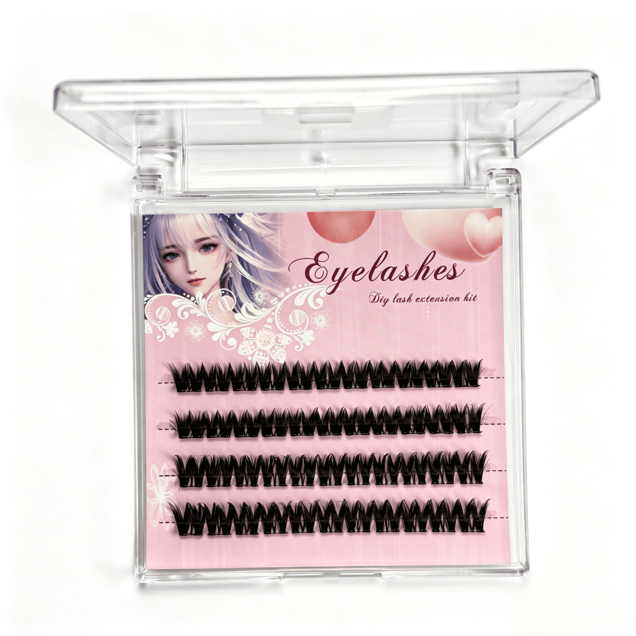 U006 PBT Glue-Free Natural Cluster Lashes D Curl 0.07mm Black Cotton Band 4